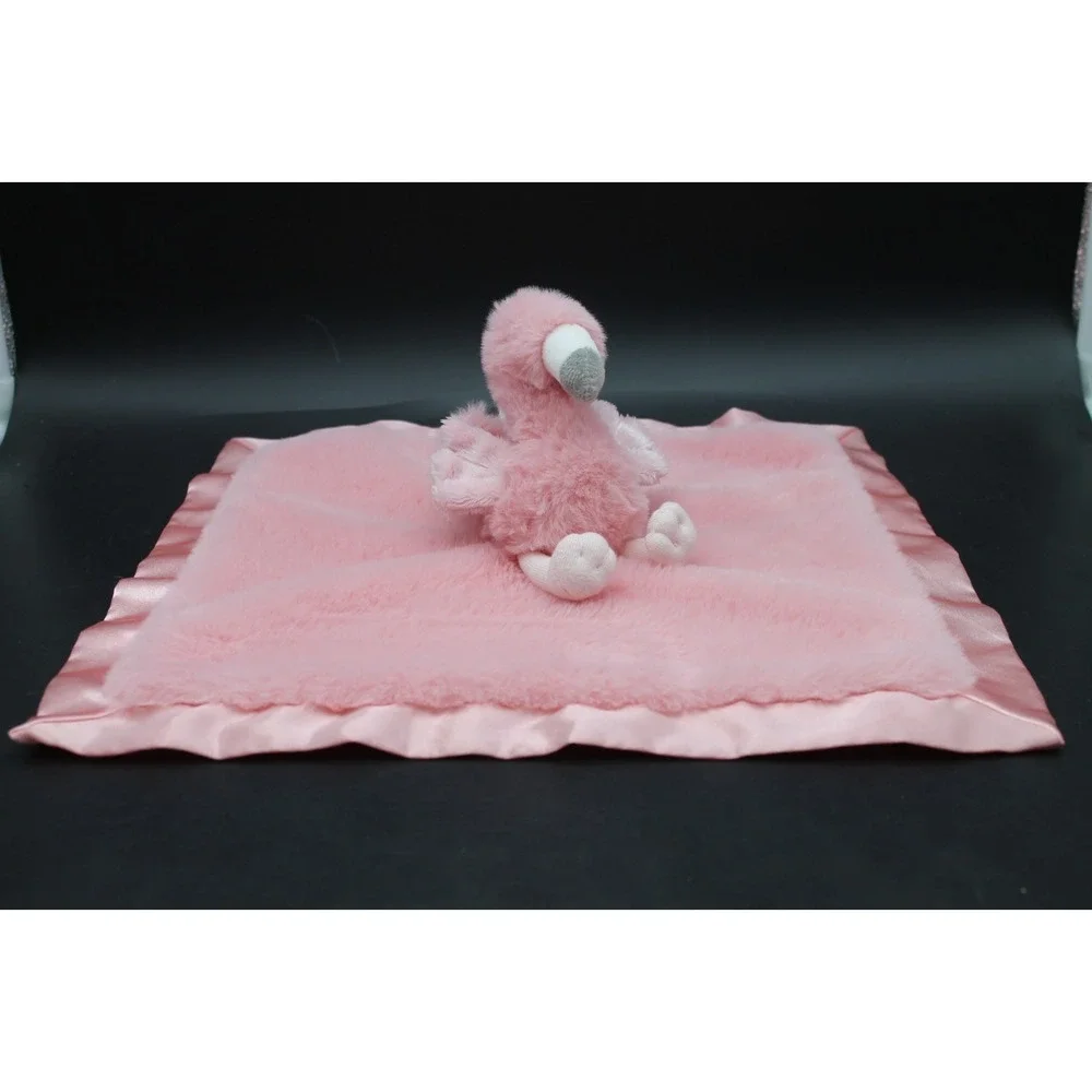Cloud Island Pink Flamingo Security Blanket Lovey Baby Plush Satin Trim 14